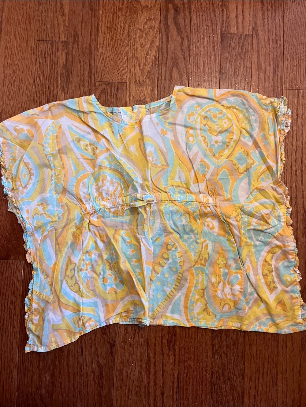 Janie and Jack x Rachel Zoe Yellow and Light Blue Paisley Kids Swim Coverup